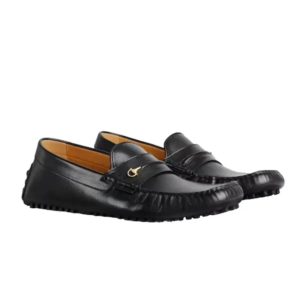 GUCCI Horsebit Moccasin Quentin Driving Loafers Black Men's Size G12 US 12.5 NEW
